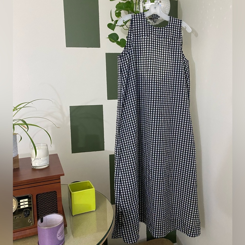 Ganni Seersucker Check Maxi Dress